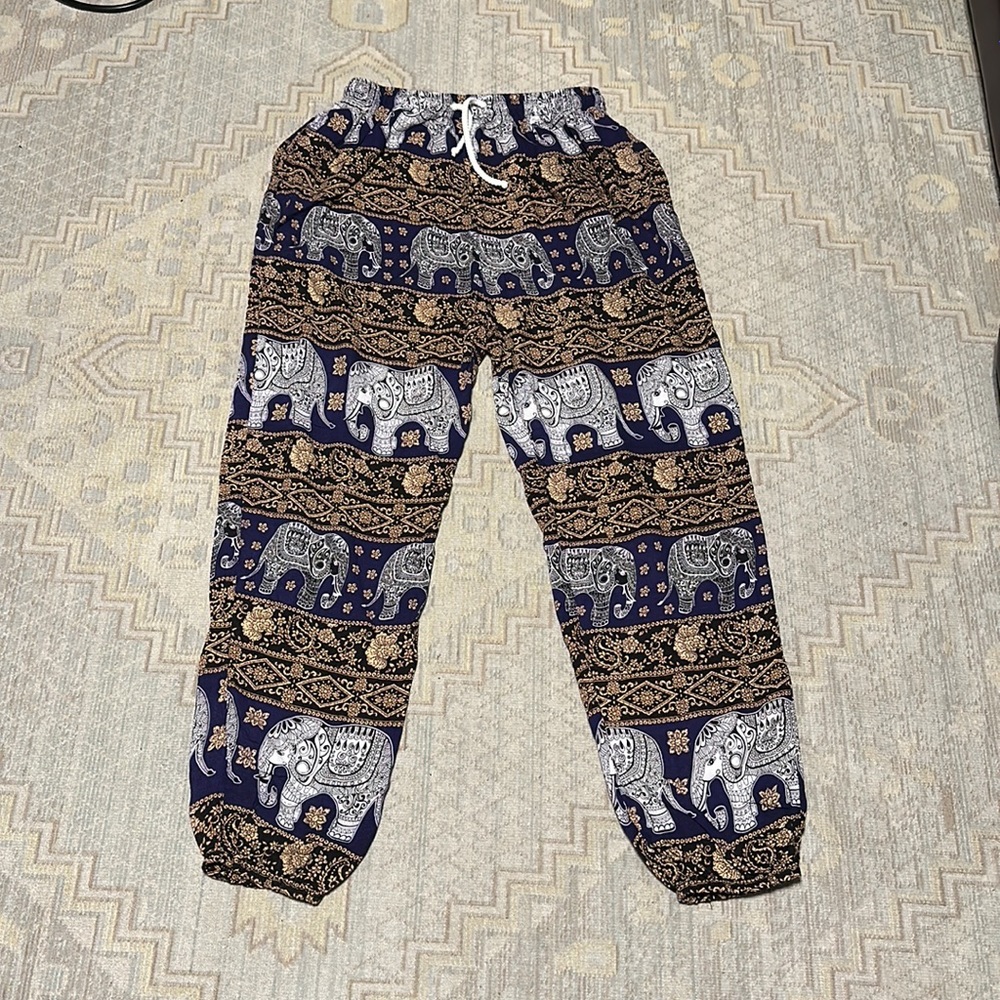 KATHEMANDU IMPORTS WOMENS ELEPHANT 🐘 PRINT 100% RAYON PANT SIZE STANDARD